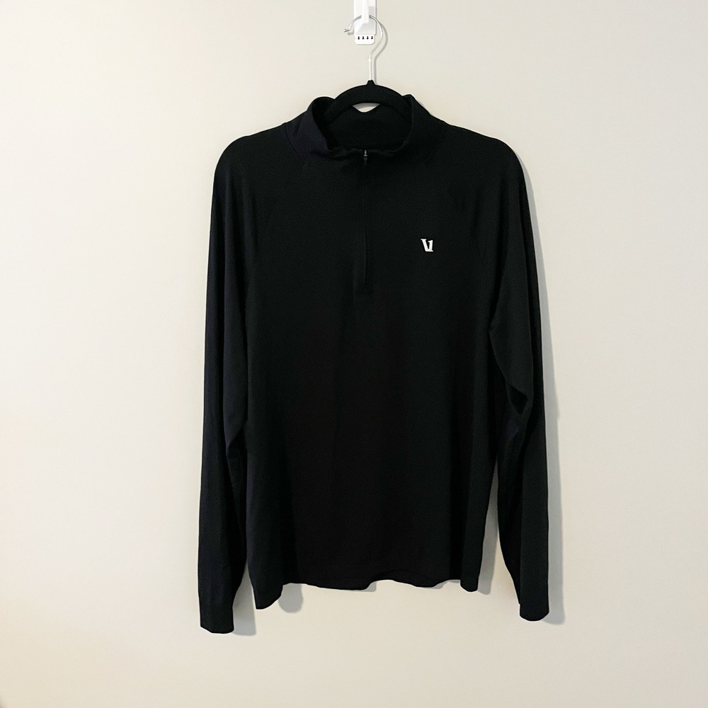 Vuori Mens 1/4 Zip Pullover Black Activewear Top Size medium/Large